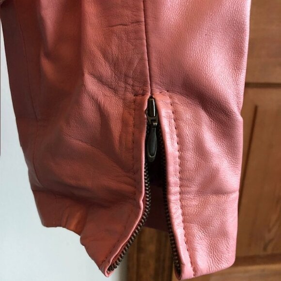 BUSHWACKER Leather Zip Front & Cuffs Pink Jacket Large Vintage - Picture 7 of 17